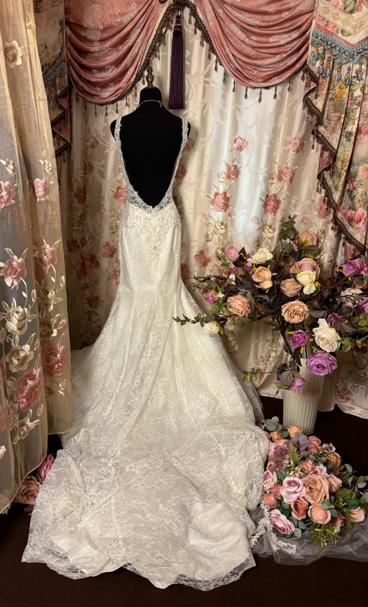 Retro Mermaid Sweetheart Lace 80s White Fitted Long Wedding Dress Bride Gown Brides Dresses AU245