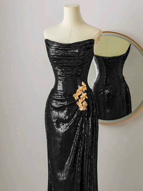 Modest Mermaid Strapless Sequin Burgundy Long Prom Dresses Party Dress 20th Birthday Outfits Graduation Dress AU248
