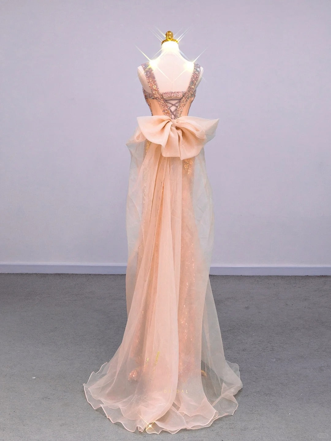 Sparkly Mermaid Sweetheart With Straps Pink With Bow Prom Dresses Long Evening Party Formal Outfits RB6655