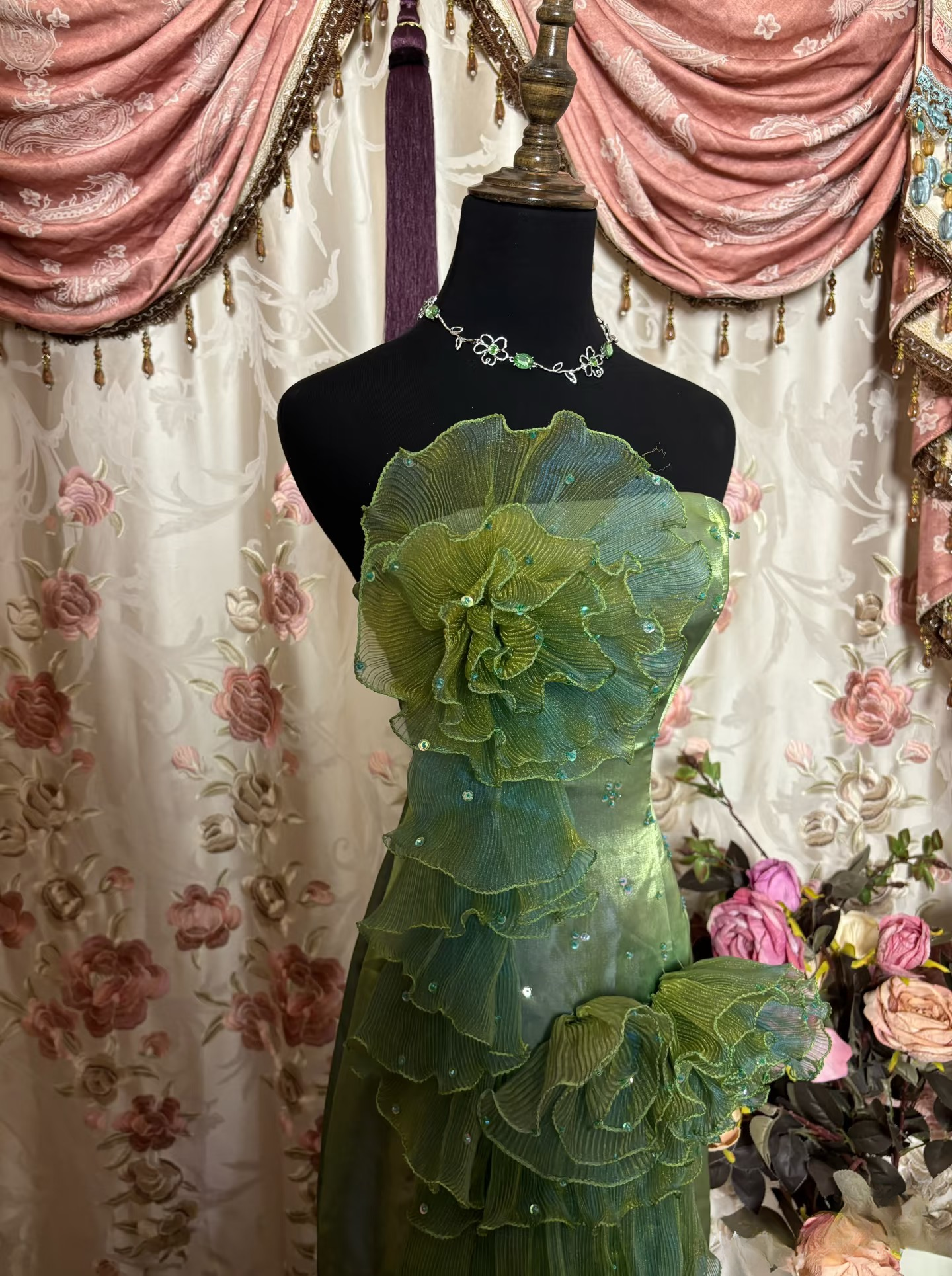 Vintage Mermaid Strapless 70s Sleeveless With Ruffles Long Prom Dresses Formal Evening Gowns AU295