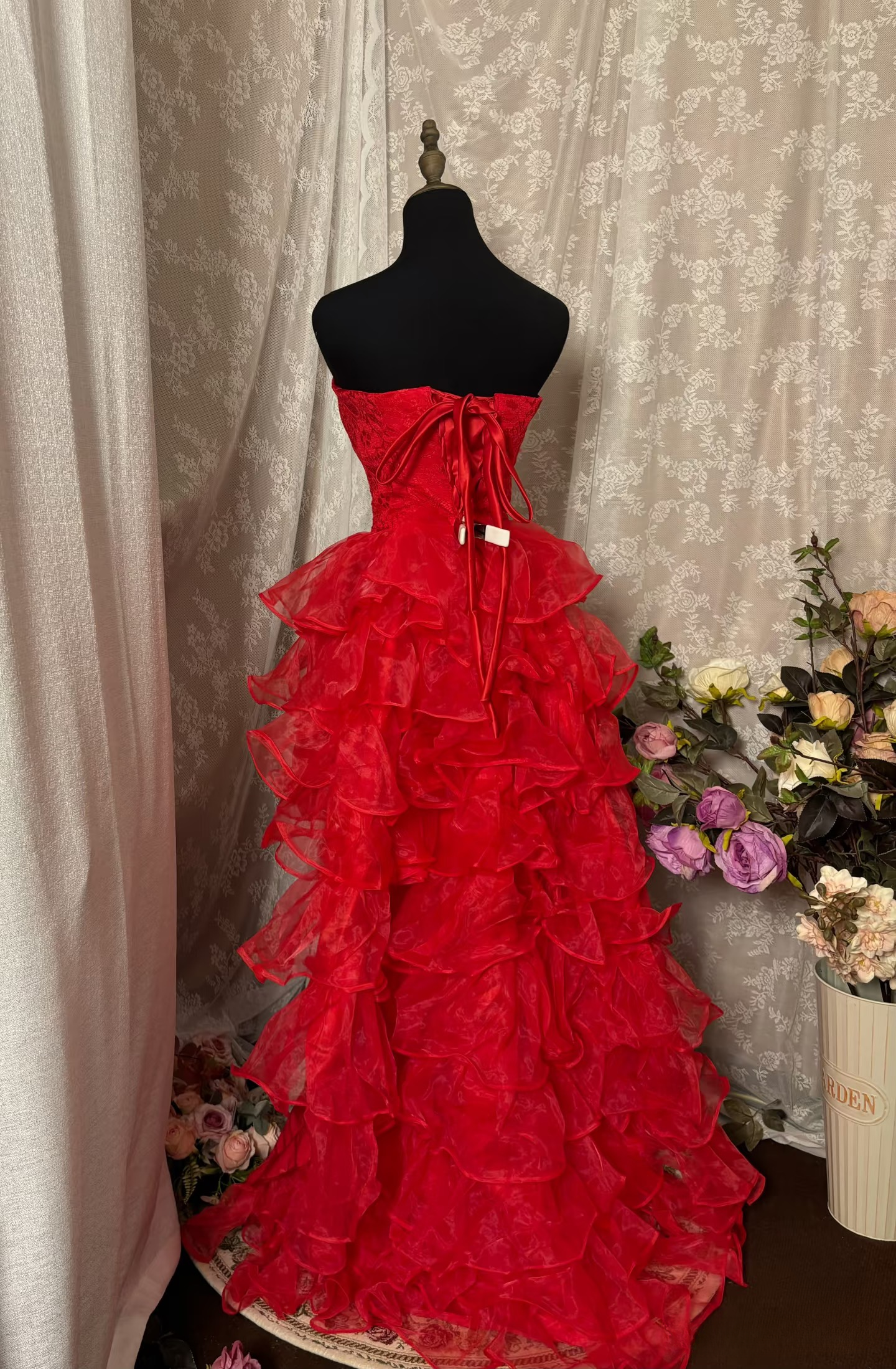 Vintage Prom Dress Outfit High Low Strapless Multi Layers Long 90s Prom Dresses Formal Evening Gowns AU347