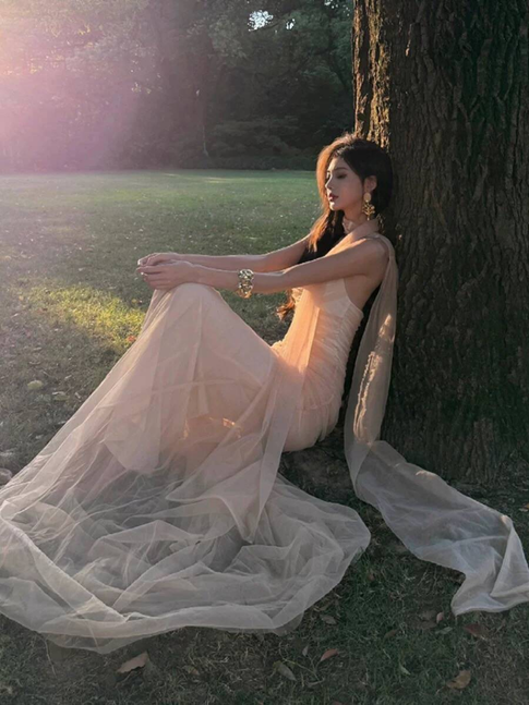 Vintage Mermaid Sweetheart Tulle Floor Length Prom Dresses Party Dress 21st Birthday Outfits Graduation Dress AU350