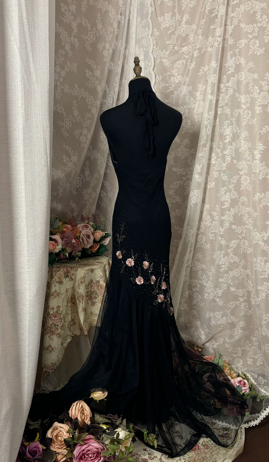 Vintage Prom Dress Outfit Mermaid One Shoulder Black With Silver Beaded Long 90s Prom Dresses Formal Evening Gowns AU363
