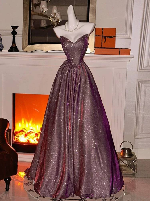 Cute A line Sweetheart Light Purple Sequin Prom Dresses Party Dress 20th Birthday Outfits Graduation Dress AU422
