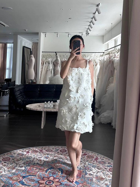 Cute A line Square Neck White Short Wedding Dress Bride Gown Fairytale Wedding Dresses AU509