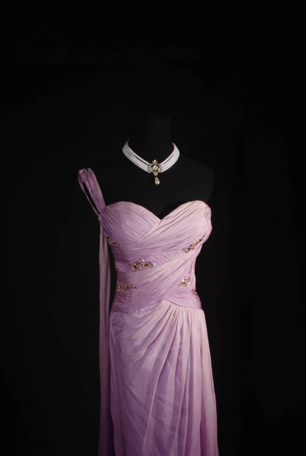 Classic A Line One Shoulder Beads Ombre Lilac Chiffon Long Prom Dress Inspiration Party Senior Dance Prom Dresses AU550