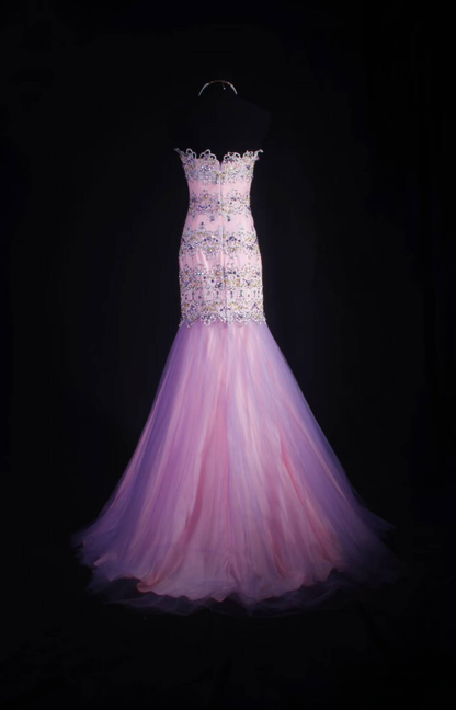 Retro Mermaid Strapless Sleeveless Lilac Tulle Beads Lace Long Prom Dresses Party Dress Graduation Outfits For Women AU600