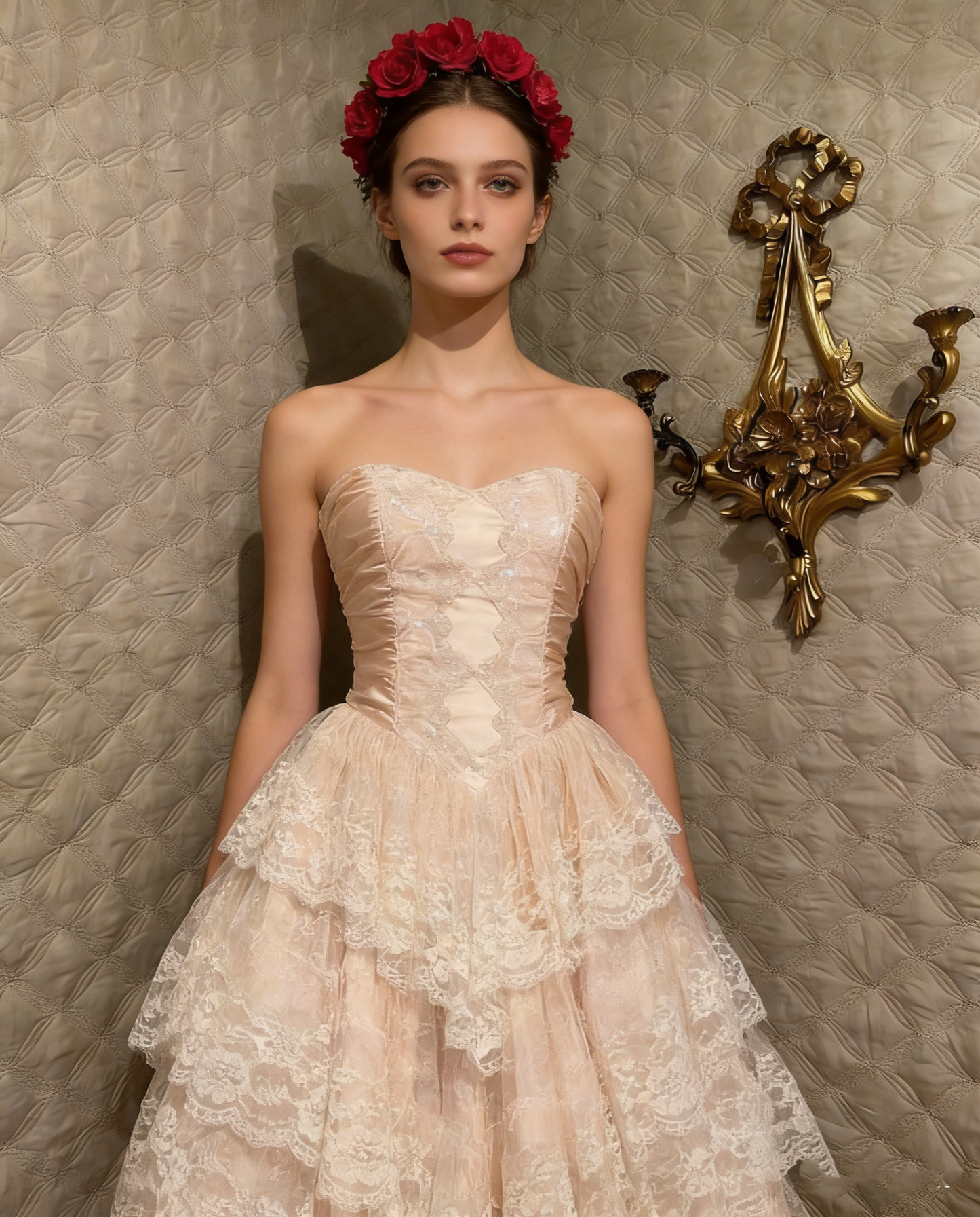Elegant Ball Gown Sweetheart Long Lace Layers Ruffles Wedding Dress Fairytale Wedding Dresses B182