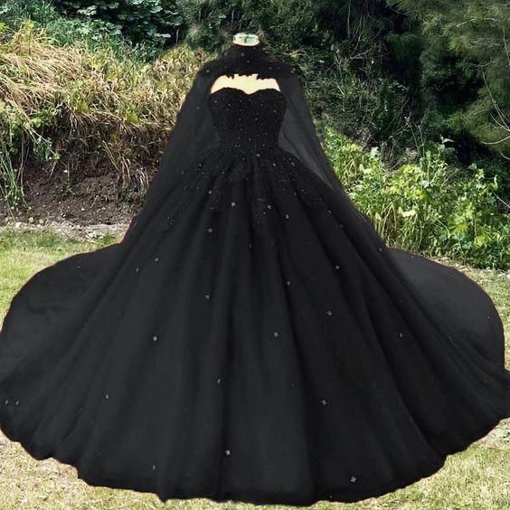 Modest Ball Gown Sweetheart Black Tulle Appliques Prom Dresses Inspiration Trending Prom Gowns Princess Formal Prom Dress B253