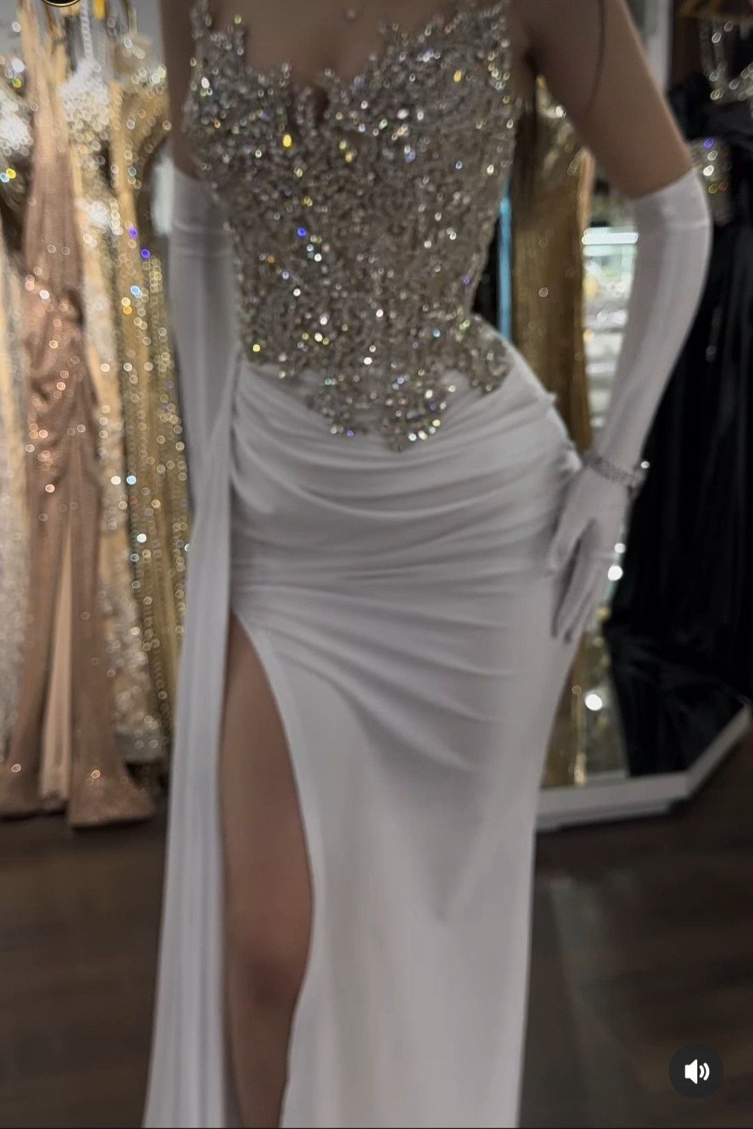 Sexy Mermaid Sweetheart White Slit Prom Dresses Inspiration Sparkly Birthday Dress Princess Graduation Dress B361