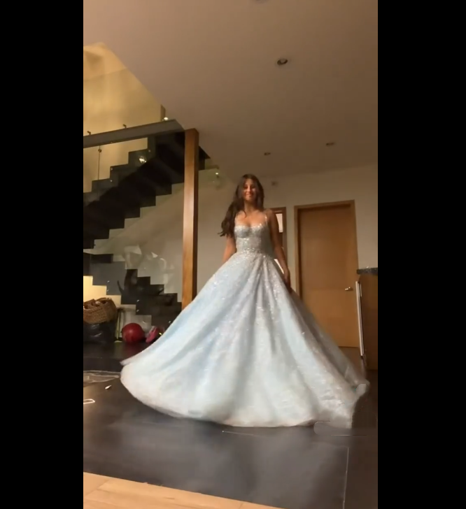 Sexy Ball Gown Spaghetti Straps Light Sky Blue Tulle Sequins Prom Dresses Inspiration Unique Graduation Dress B469
