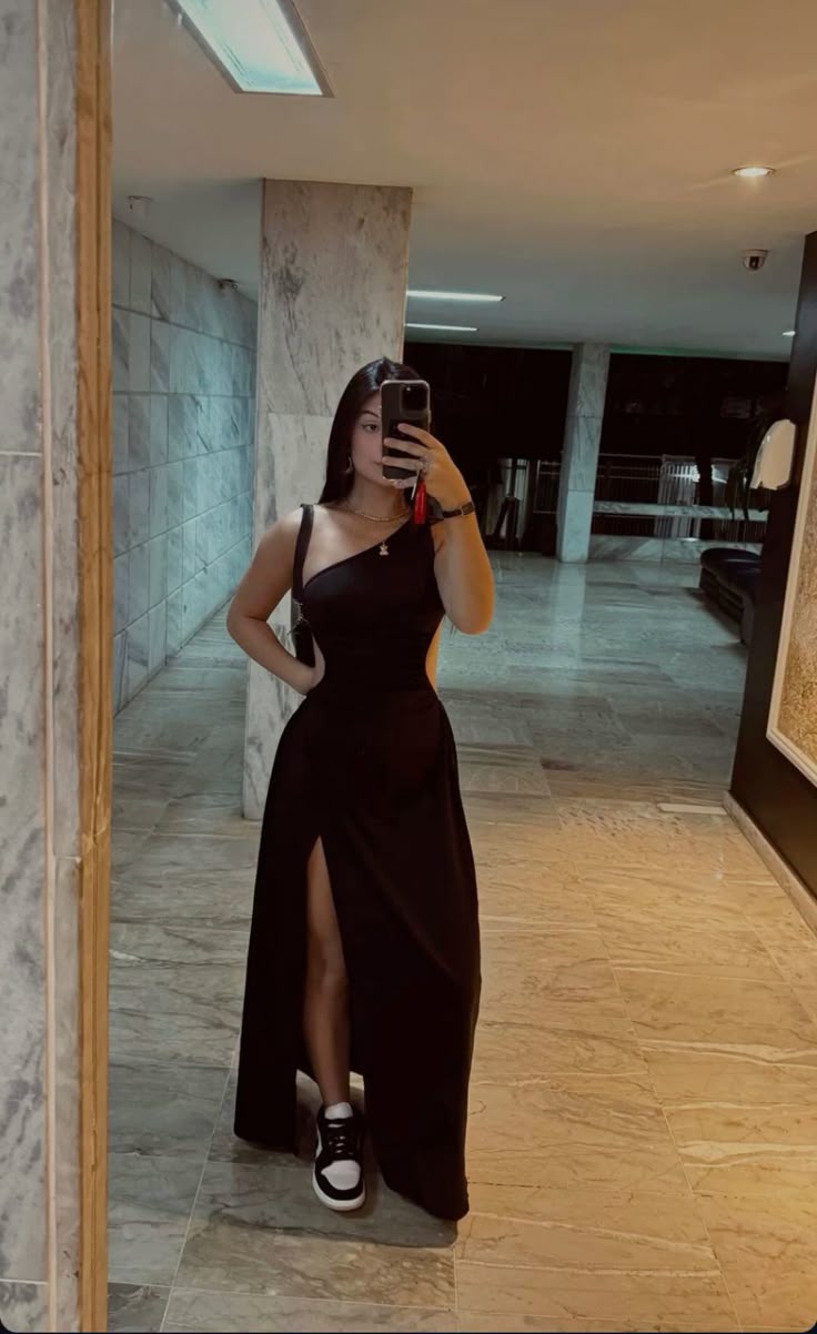 Simple A line One Shoulder Slit Satin Prom Dresses Inspiration Unique Party Formal Graduation Dress B481
