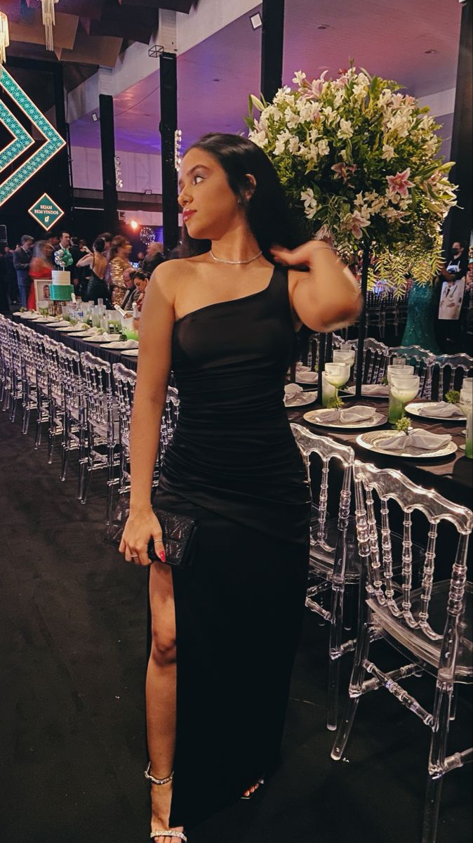 Sexy Sheath One Shoulder Slit Black Prom Dresses Inspiration Unique Party Formal Graduation Dress B494