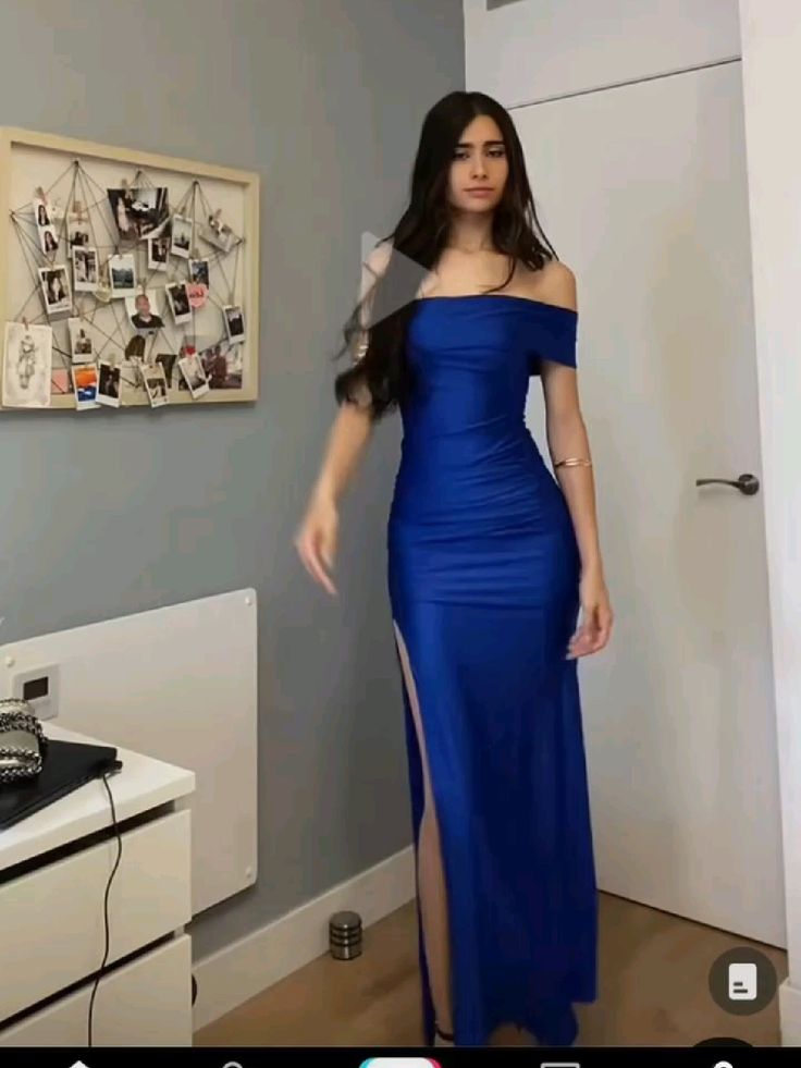 Elegant Mermaid Off The Shoulder Royal Blue Slit Prom Dresses Inspiration Unique Party Formal Graduation Dress B497