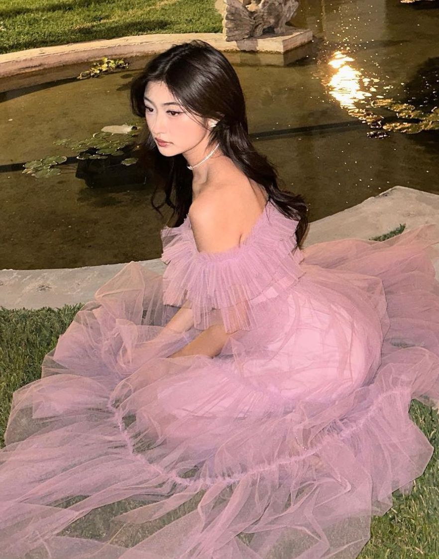 Modest Ball Gown Off The Shoulder Pink Tulle Long Prom Dresses Party Dress 20th Birthday Outfits Graduation Dress B563