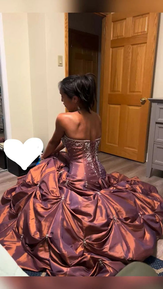 Vintage Ball Gown Strapless Taffeta Sleeveless 90s Classy Prom Dresses Inspiration Party Dress Princess Graduation Dress B646