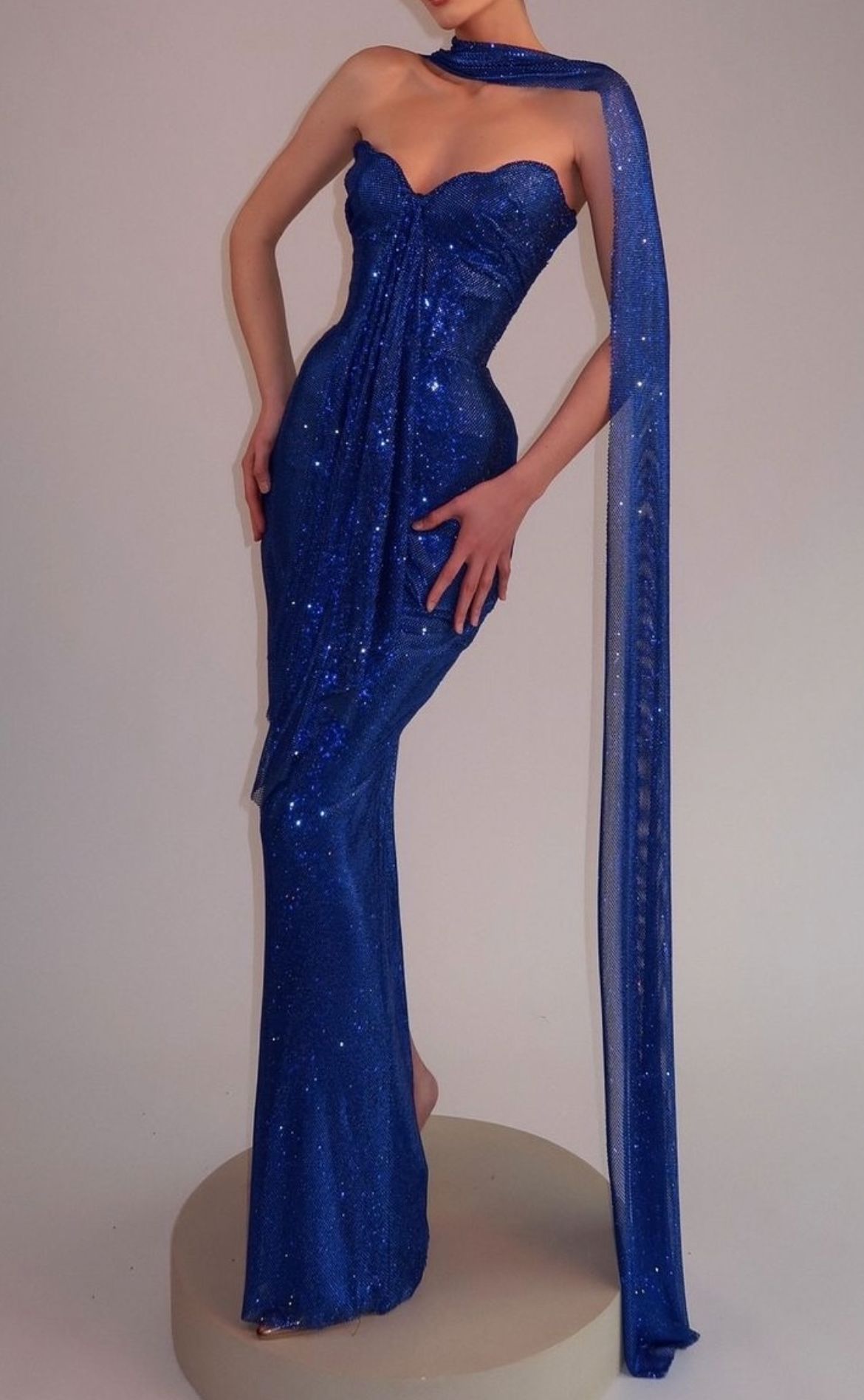 Elegant Mermaid Sweetheart Royal Blue Sequin Long Floor Length Prom Dress Inspiration Prom Dresses B83