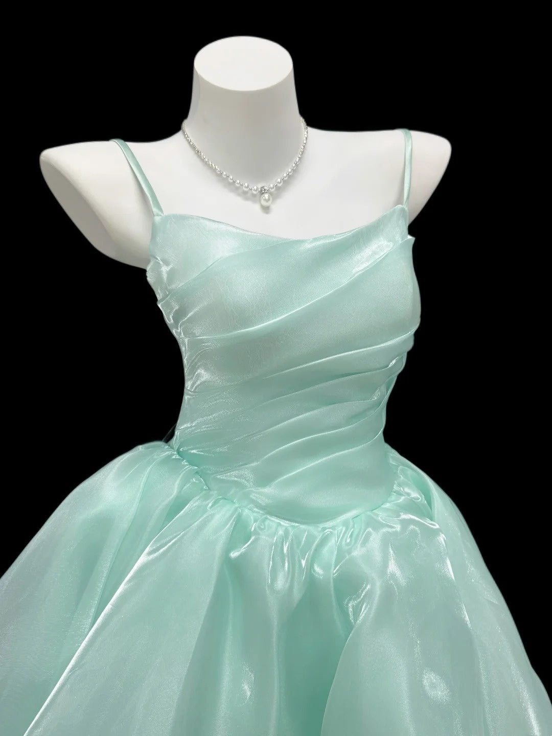 Simple Ball Gown Prom Dresses Spaghetti Straps Mint Green Floor Length Formal Outfits RB4359