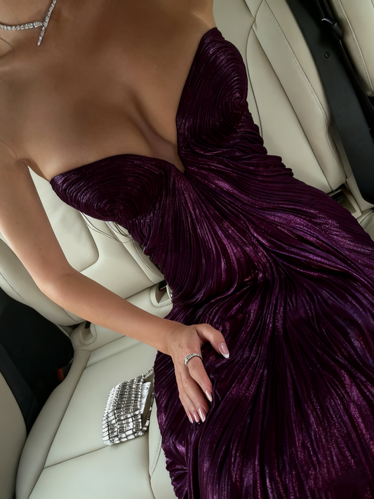 Chic Mermaid Sweetheart Shiny Chiffon Pink Ruffle Long Prom Dresses Inspiration Prom Gowns DH2921