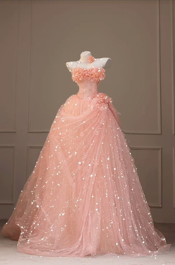 Luxury Quinceanera Dresses Ball Gown Strapless Pink Tulle Birthday Gowns Vestidos De 15 Anos Formal Long Sweet 16 Dress DH3253