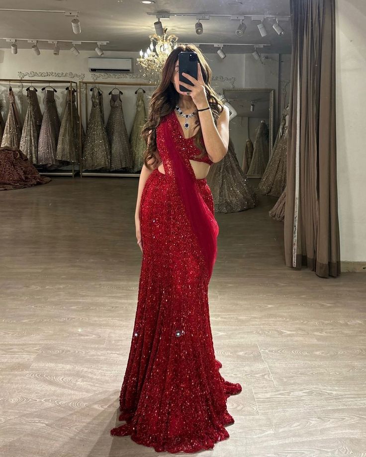 Glitter Mermaid 2 Pieces Burgundy Sequin Long Prom Dresses Inspiration Prom Gowns DH3261