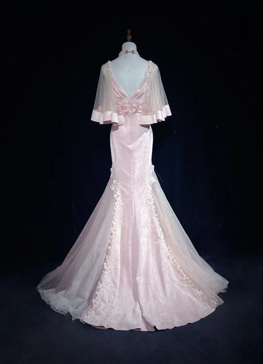 Vintage Prom Dresses 90s Mermaid Sweetheart Pink Satin With Appliqued Beading Long Evening Outfits N3193