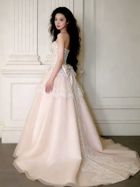 Princess Wedding Dresses Ball Gown Sweetheart Lace Long Summer Garden Wedding Dress N4106