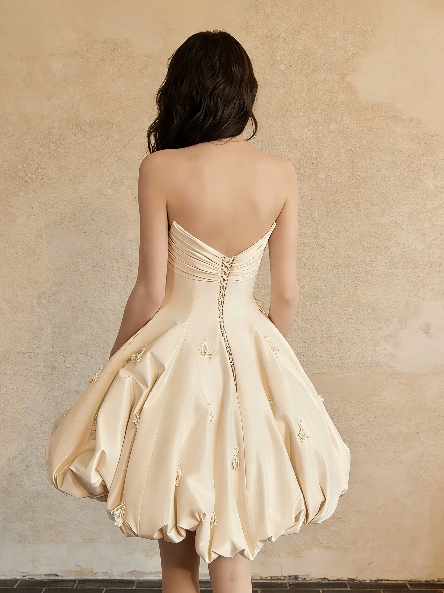 Sexy Ball Gown Sweetheart Yellow Satin Short Mini Party Dress Cocktail Homecoming Dresses N4094