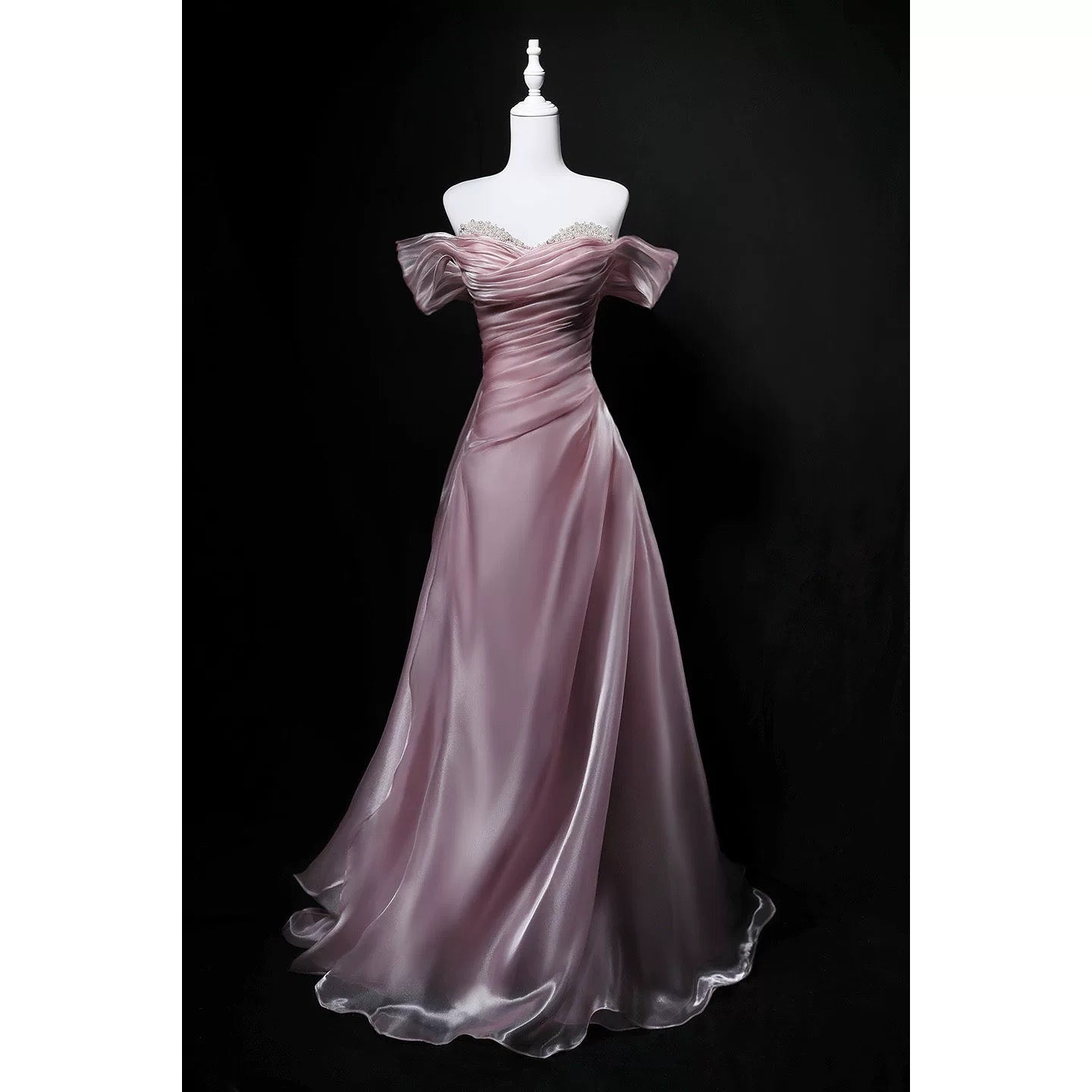 Modest Ball Gowns Off The Shoulder Blue Short Sleeves Birthday Elegant Outfit Formal Long Prom Dresses N4142