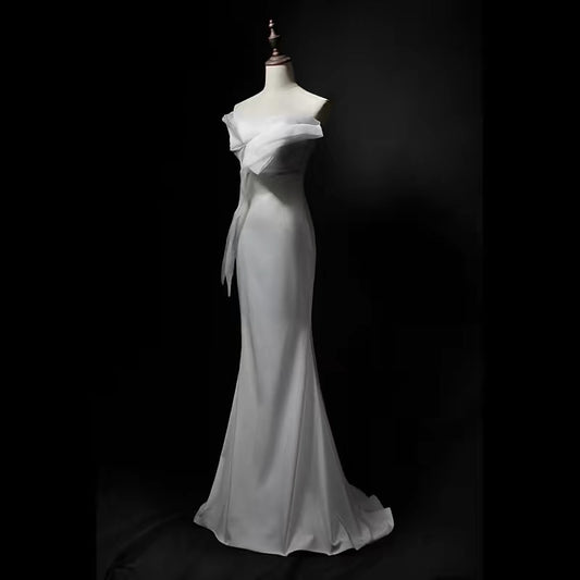 French Style Wedding Dresses Mermaid Sweetheart White Long Summer Garden Wedding Dress N4144