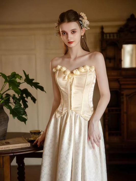 Dreamy Prom Dresses A Line Sweetheart With 3D Flowers Sleeveless Evening Long Formal Dress RB3720