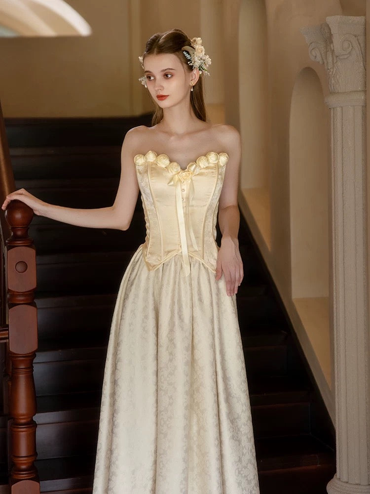 Dreamy Prom Dresses A Line Sweetheart With 3D Flowers Sleeveless Evening Long Formal Dress RB3720