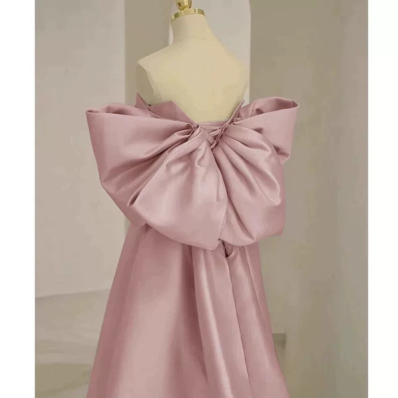 Elegant Prom Dresses A Line Sweetheart Pink Satin Corset Fitted Evening Long Formal Party Outfits RB3734