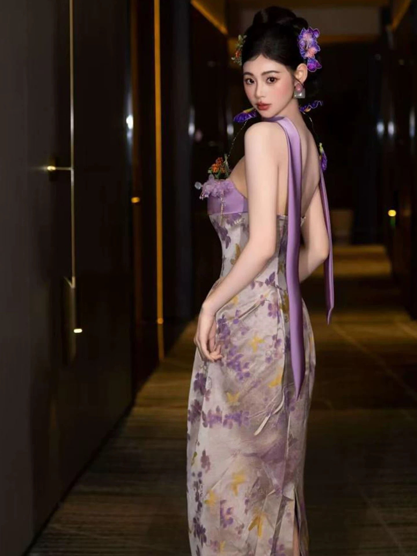 Unique Mermaid Strapless Lilac Satin With Scarf Date Night Outfits Semi Formal Prom Wedding Guest Dresses RB5344