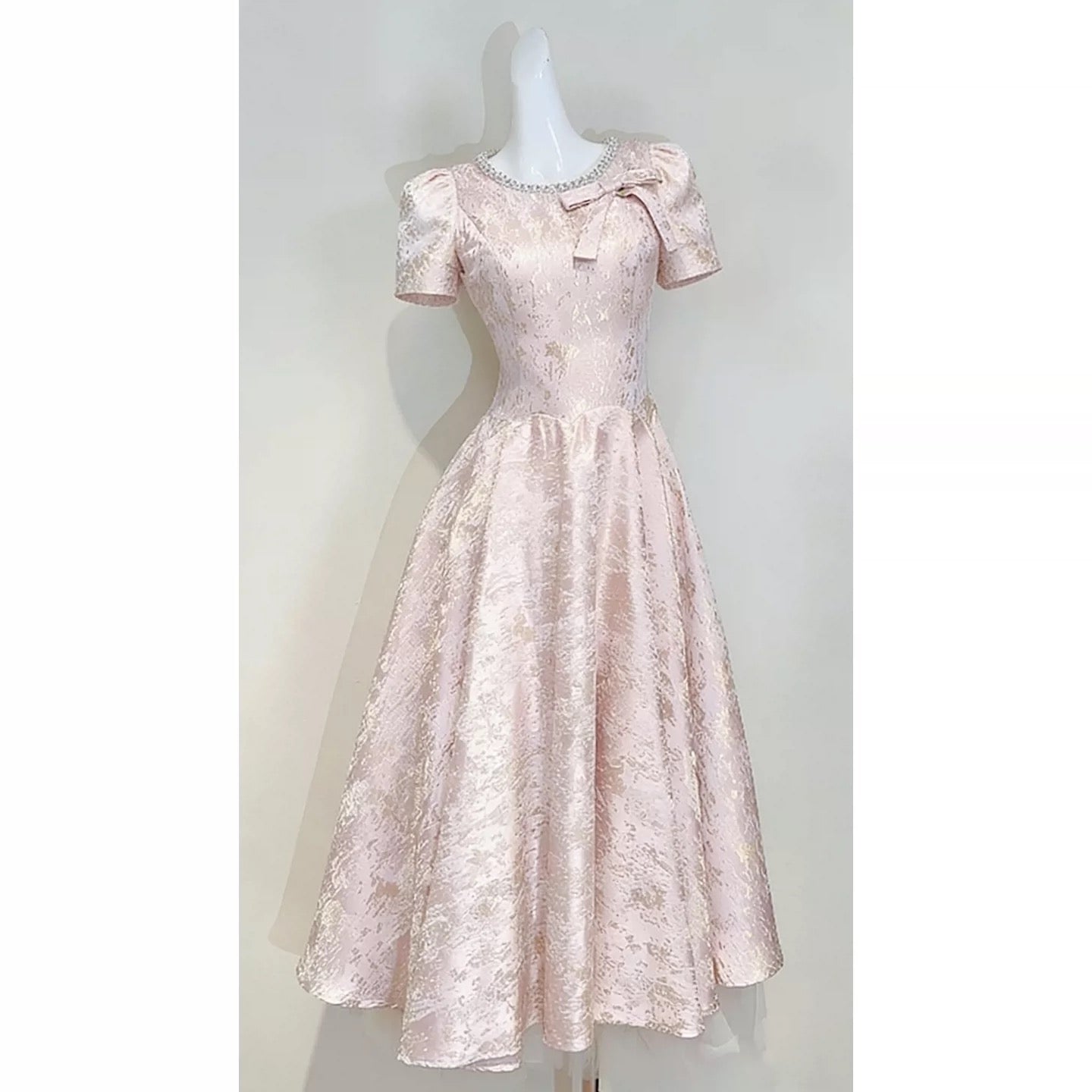 Simple A Line Scoop Neck Pink Satin Ankle Length Long Party Gowns Prom Dresses N2048