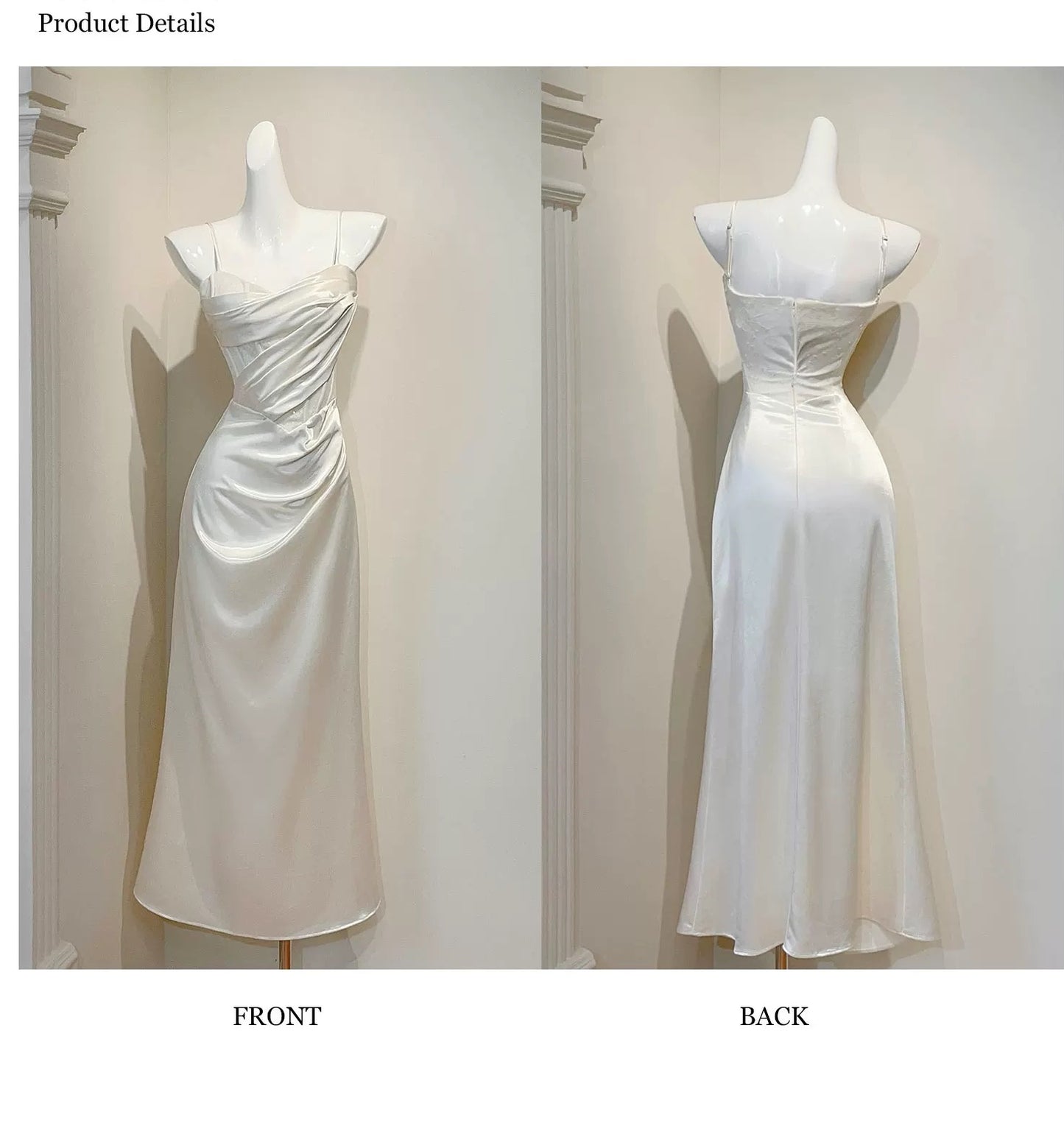 Simple Mermaid Spaghetti Straps Satin Ankle Length Long Party Gowns Prom Dresses N2054
