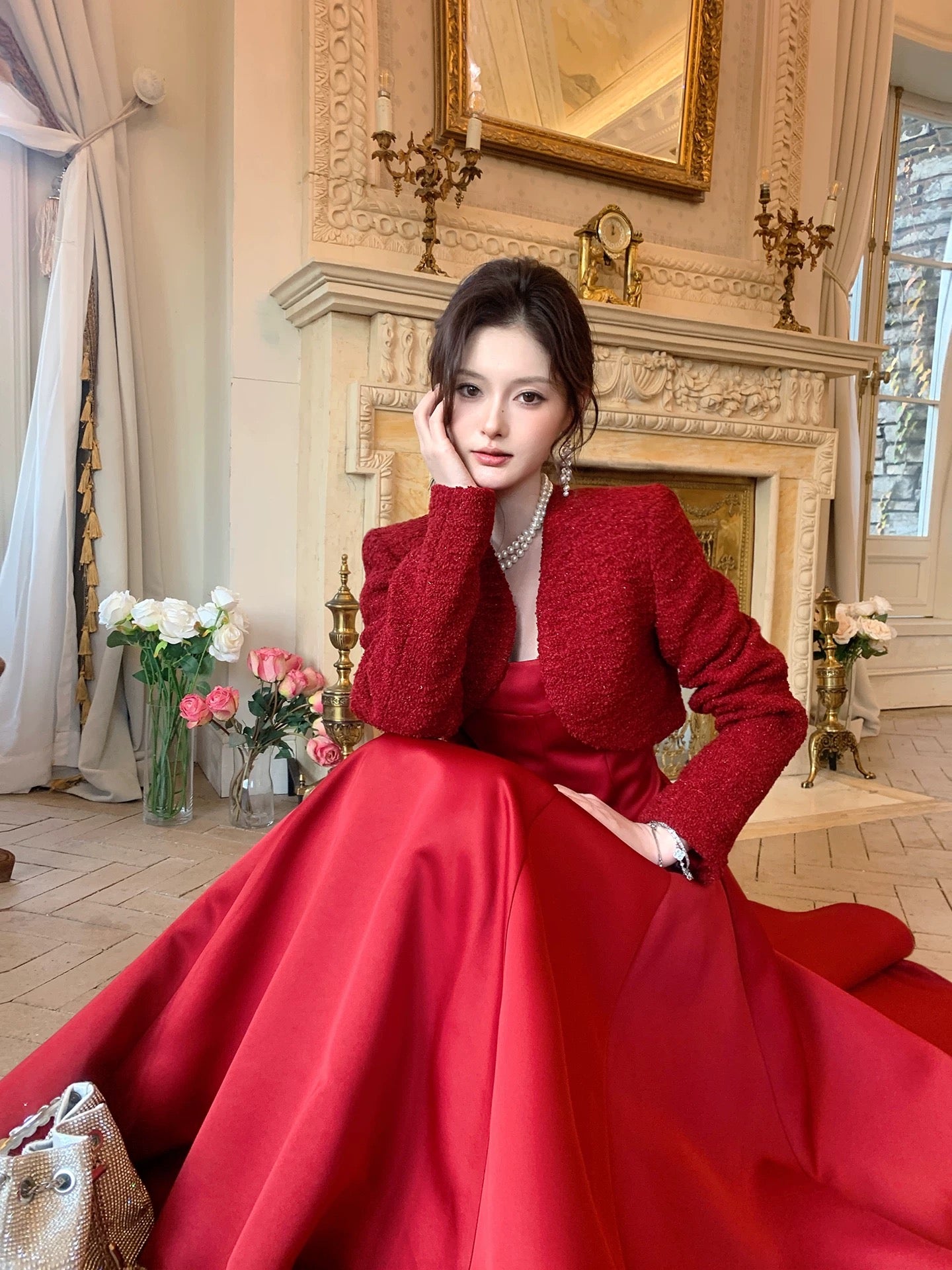 Simple A Line Square Neck Red Satin Summer Formal For Women Girls Teens Prom Dresses N2211