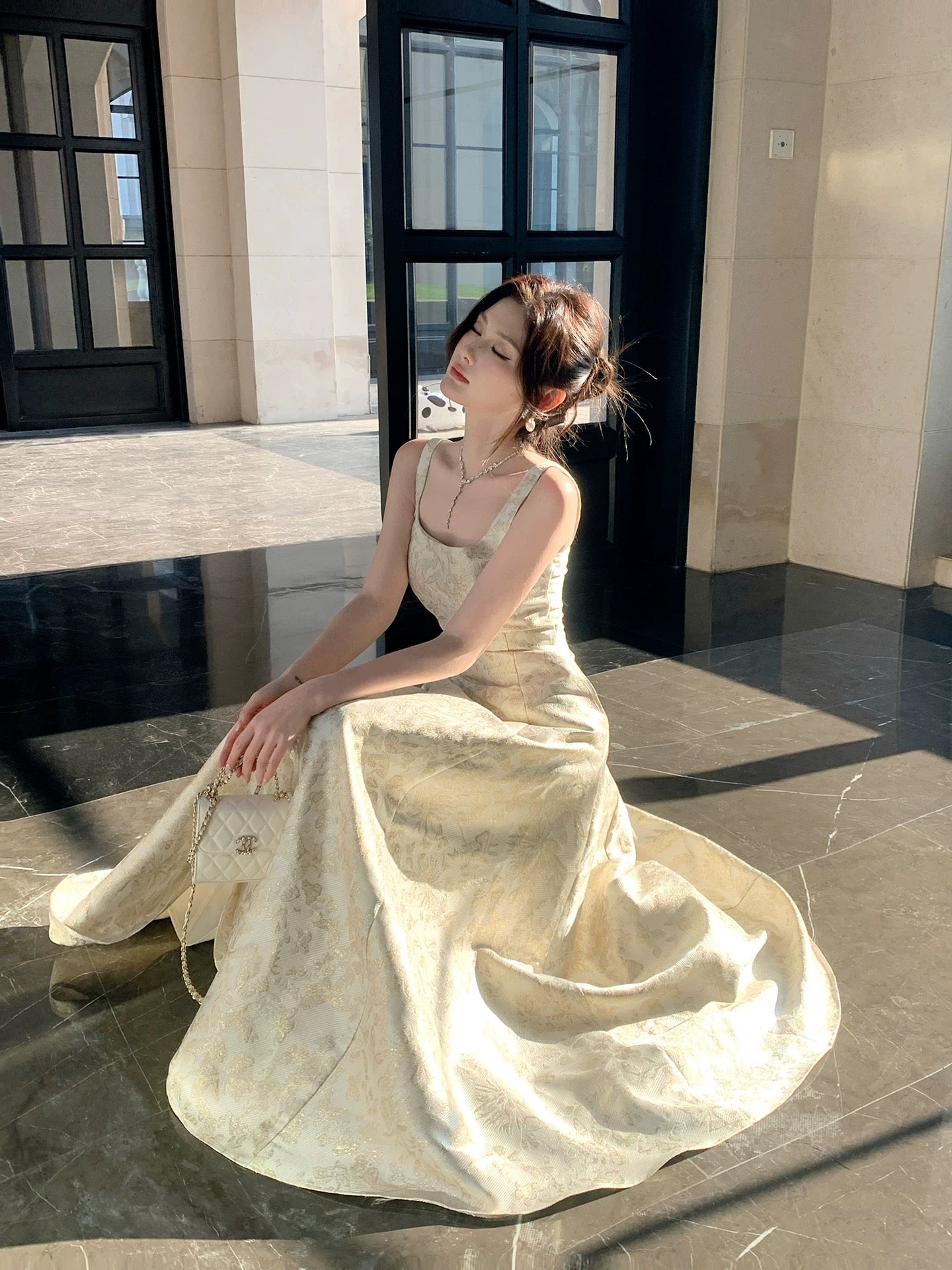 Simple A Line Square Neck Satin Summer Formal For Women Girls Teens Prom Dresses N2215