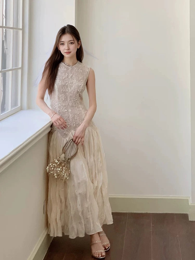 Classic A Line Scoop Lace With Ruffles Inspiration Long Wedding Guest Dresses N1679