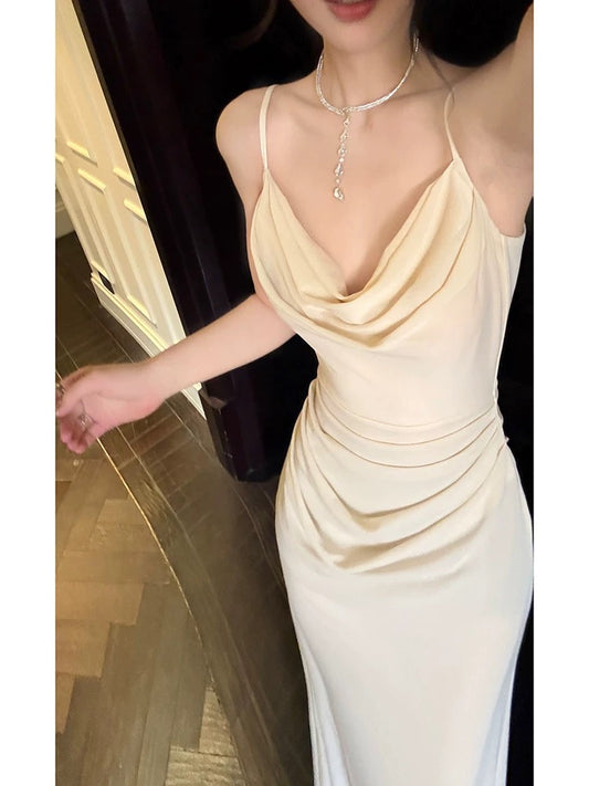 Timeless Mermaid Spaghetti Strap Ivory Date Night Outfit With Ruffled Outdoor Semi Formal Garden Beach Wedding Guest Dresses RB5017
