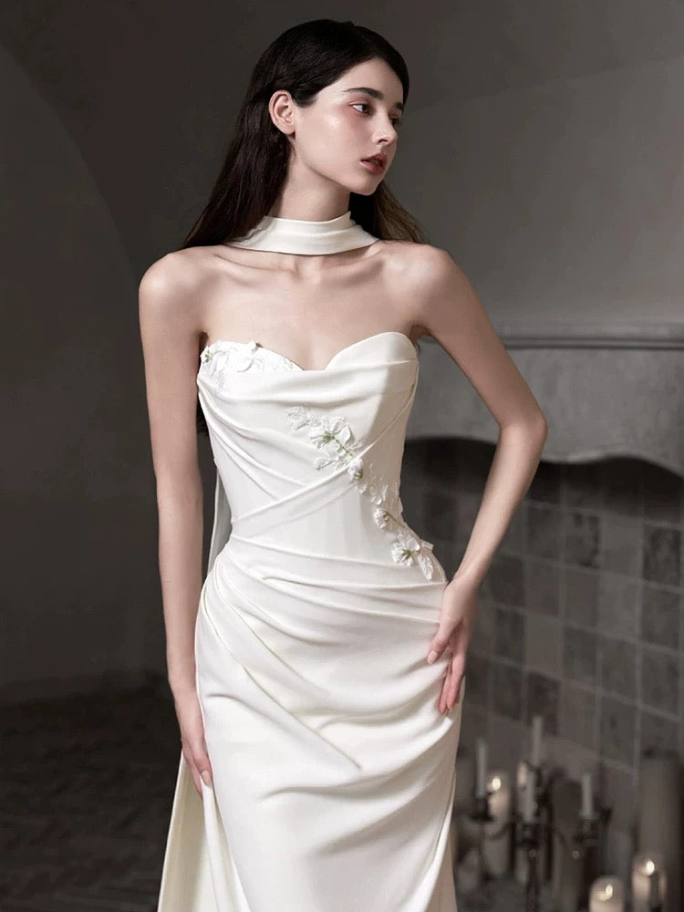 Romantic Wedding Dresses Mermaid Sweetheart With Scarf Summer Garden Wedding Gown N3931