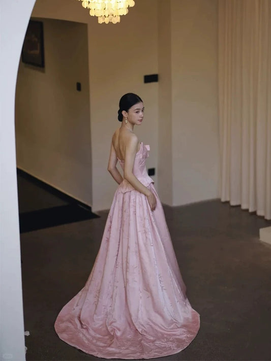 Simple A line Sweetheart Pink Satin Prom Spring Summer Beach Formal Wedding Guest Dresses N3947