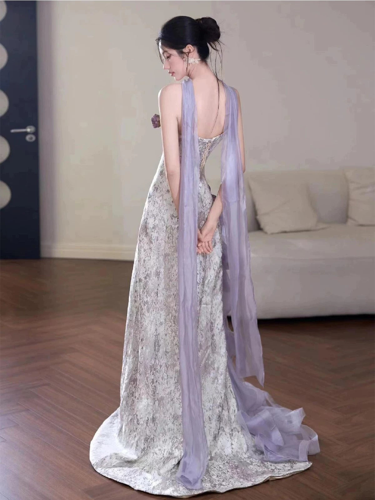 Sparkly Mermaid Sweetheart Lilac With Flowers Long Floor Length Evening Dresses Inspo Evening Outfits RB5164