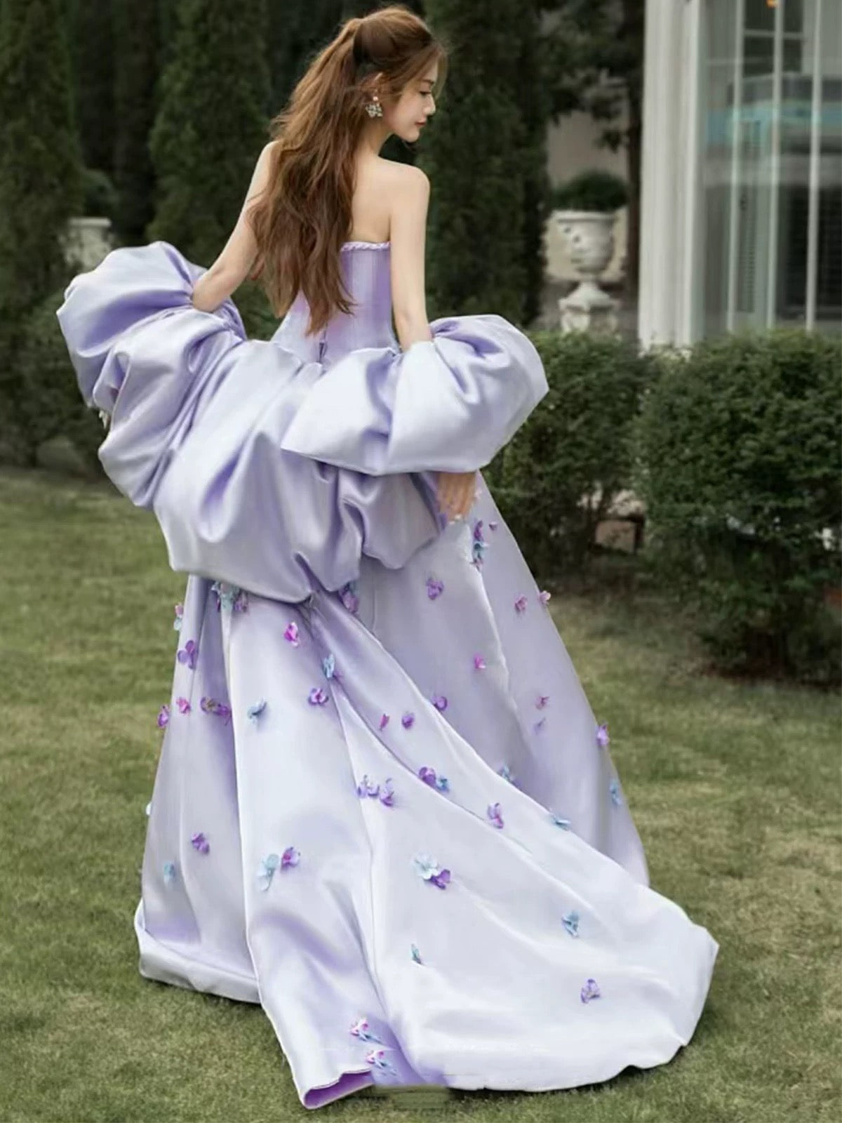 Timeless A Line Strapless Lilac With Cape Date Night Outfits Semi Formal Prom Gown Wedding Guest Dresses RB5301