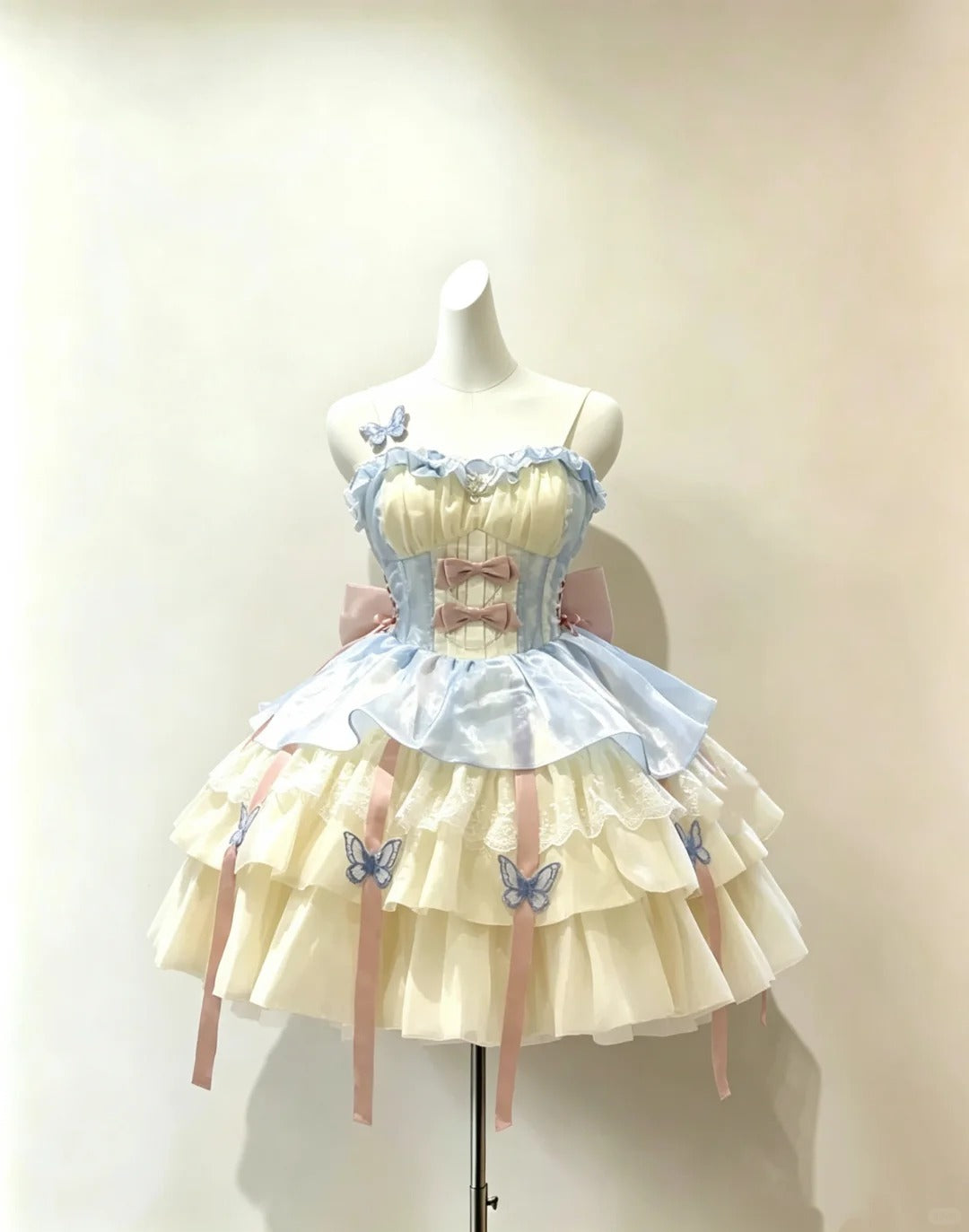 Elegant Ball Gown Spaghetti Strap Yellow Blue Colorful With Butterfly Lolita Dress Homecoming Dresses Hoco Outfit RB4677