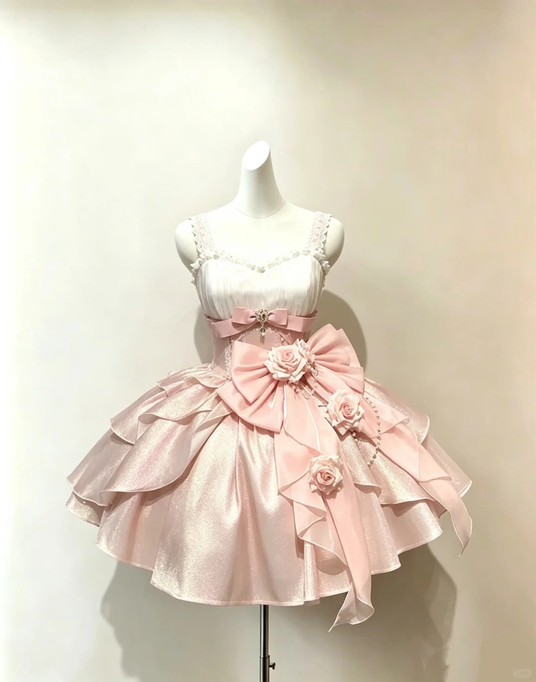 Elegant Ball Gown Sweetheart Pink White With Flowers Lolita Dress Homecoming Dresses Hoco Outfit RB4682