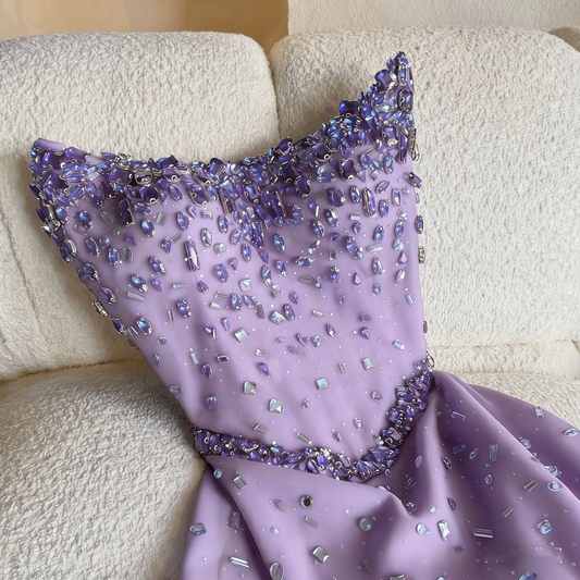 Modest A Line Strapless Royal Blue Sequins With Beads Evening Dresses High School Teens Senior Night Dance Party Outfits N001
