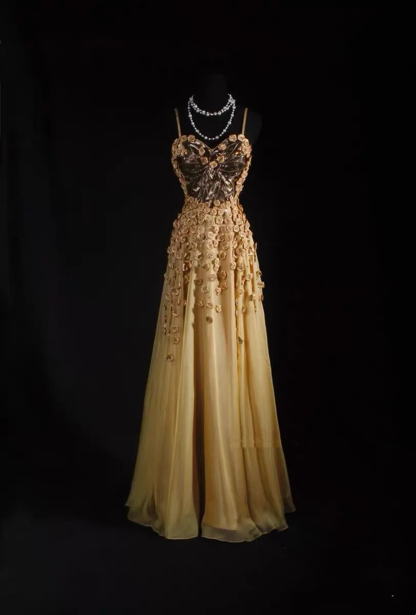 Vintage Prom Dresses Aesthetic With Beaded Crystals Bodice Inspo Formal Party Gowns Formal Dresses N160