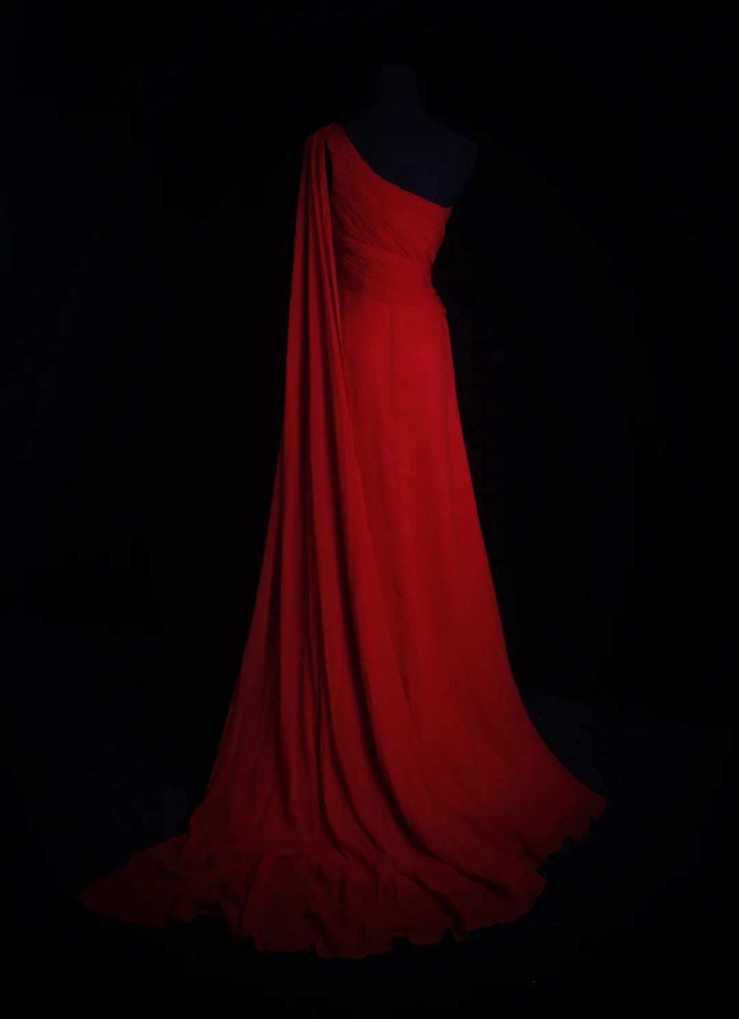 Vintage Prom Dresses Aesthetic A line One Shoulder Red Chiffon With Beaded Bodice Inspo Formal Party Gown N171
