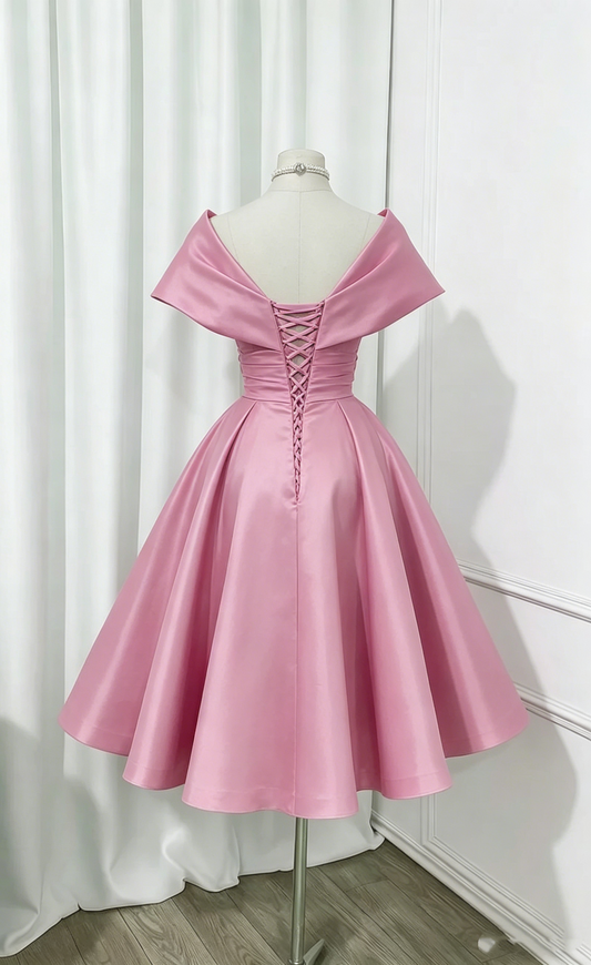 Pretty Ball Gown Off The Shoulder Pink Short Mini Homecoming Dresses Graduation Dress N2435
